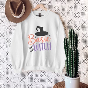 Basic Witch Halloween Sweatshirt, Fall Sweatshirt, Funny Halloween Sweater, Witch Hat Sweat, Autumn Sweater, Spooky Season, Witch Sweatshirt