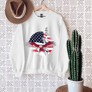 Eagle American Flag Sweatshirt, 4th of July Sweater, Merica Shirt, Patriotic Sweatshirt, Veterans Day Shirt, Holiday Gift, Eagle Flag Shirt