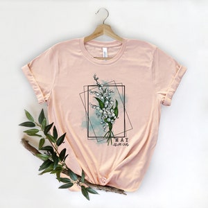 May Birth Flower T- shirt, Custom Minimalist Lily of the Valley Floral Shirt ,Spring Shirt, Mothers Day Gift, Birthday Gift for Best Friend,