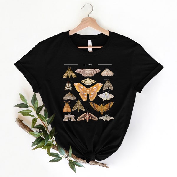 Catolog Moths T-Shirt, Unisex Insect Shirt, Moth Shirt, Cottagecore Shirt, Bug Shirt, Aesthetic T-shirt, Insect Shirt, Cottage Core Shirt