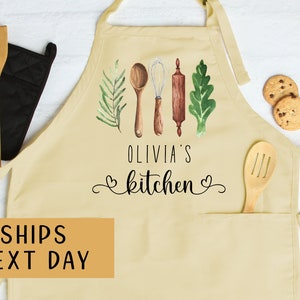 Personalized Apron for Women, Custom Mother&#39;s Day Gift, Kitchen Apron for Grandmother, Personalized Gift for Mom, Custom Printed Apron