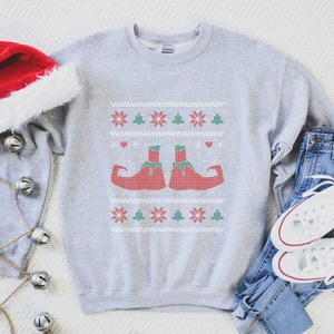 Ugly Christmas Sweatshirt, Funny Elf Xmas Sweater, Christmas Shirt for Women, Cozy Winter Sweater, Elf Family Sweater, Christmas Holiday