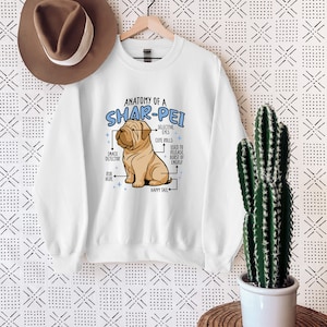 Chinese Shar Pei Dog Sweatshirt, Anatomy of a Shar Pei Sweater, Dog Women&#39;s Pullover Sweater, Dog Owner Gift, Cute Gift For Dog Mama