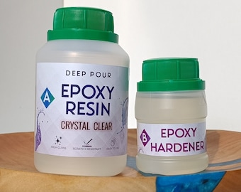 300 g de résine époxy + durcisseur | Résine artisanale | Limpide | Cure rapide | Résine époxy pour l'art, les bijoux et l'artisanat | Minipack