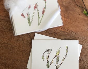 Note Cards Floral Watercolor Initial in Cursive Font