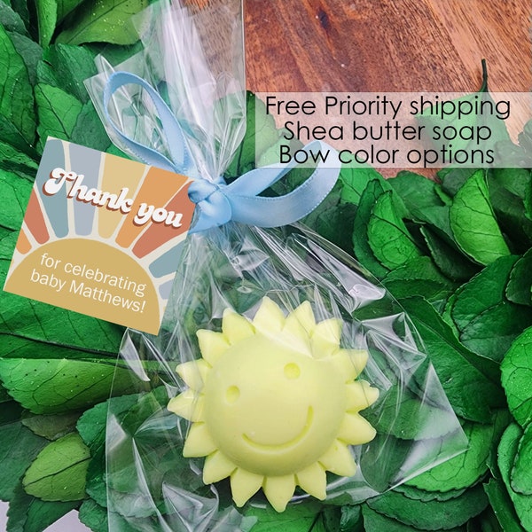 Sunshine baby shower favors - Here comes the son baby shower - sunshine soap favors - sunshine birthday - our little sunshine