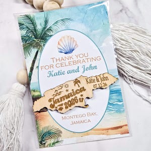 Jamaica Wedding Favor Magnet: Tropical Beach Souvenir, Custom Engraved