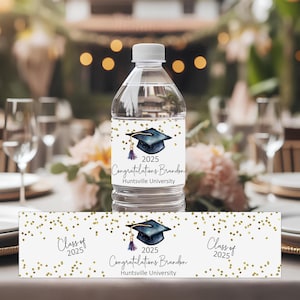 Personalized Graduation Water Bottle Labels: Class of 2025 Party Favors