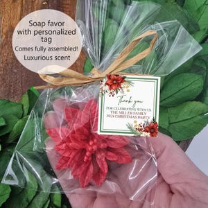 Poinsettia Soap Favors | Perfect for Christmas, Holidays, Weddings, Bridal Showers, Birthdays, Office Gifts & Guest Thank You Gifts