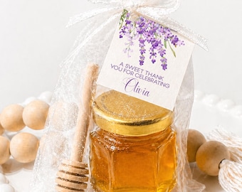 Lavender Honey Favor Kit, Floral Wedding or Shower Gift, Personalized Tag