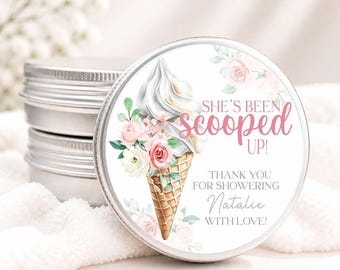 Personalized Ice Cream Candle Favor: Bridal Shower, Wedding, or Baby Shower