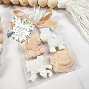 Safari Baby Shower Soap Favors – Jungle Animal Soaps – Wild One Party Favor – Neutral Baby shower ideas – Personalized - Fully assembled
