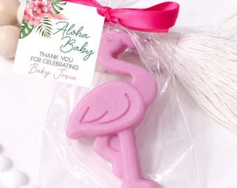 Aloha Baby Flamingo Soap Favor, Tropical Luau Shower Gift, Pink Party Keepsake