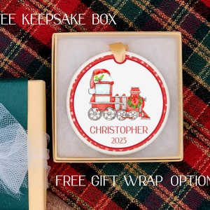 Train ornament - Personalized train ornament - Ceramic train ornament -Personalized Christmas train ornament