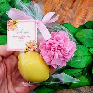 Lemon baby shower favors -floral lemon bridal shower favors - citrus - lemon soap favors - lemon theme shower - lemons shower