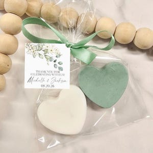 Heart Soap Wedding Favors: Sage Green & White, Personalized Tag
