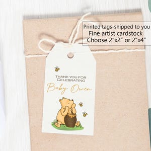 Pooh baby shower favor tags, treat tags, Printed tags for favors, guest thank you gifts, classic Pooh bear shower, favors, decorations, bag