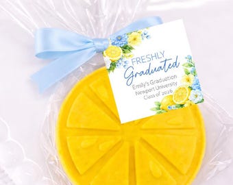 Blue Graduation Lemon Soap Favor, Freshly Graduated Party Gift, Custom Tag