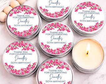 Italian Floral Candle Favor, Bougainvillea Party Gift, Personalized Mediterranean Decor, Wedding Bridal Shower Favor