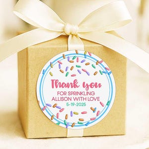 Sprinkle shower tags - baby sprinkle stickers - boy sprinkle - girl sprinkle - sprinkles baby shower theme - printed tags - with love