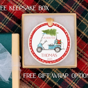 Golf cart ornament - Personalized golf ornament - Ceramic golf ornament -Golf Christmas ornament