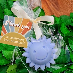 Blue Sun Soap Favor – Baby Shower or Birthday Guest Gift – Personalized Party Favor