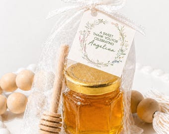 Wildflower Honey Favor Kit, Floral Wedding or Shower Gift, Personalized Tag