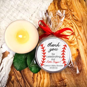 Baseball Baby Shower Candle Favor – Little Slugger Party Gift – Personalized Sports-Themed Guest Favor