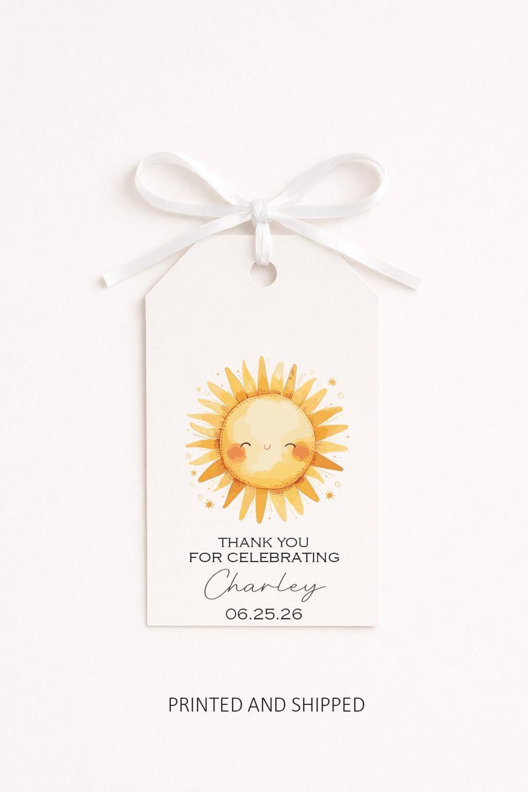 Sunshine Baby Shower Favor Tags Printed, You Are My Sun Birthday Thank ...