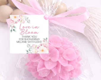 Love in Bloom Bridal Shower Favor, Pink Flower Soap, Floral Wedding Shower Gift