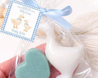 Silly Goose Baby Shower Soap Favors Boy, Blue Personalized Party Favors