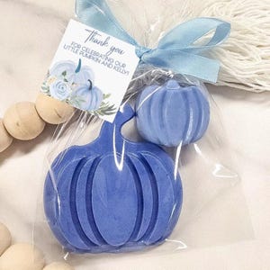 Blue Pumpkin Soap Favor – Autumn Baby Shower, Bridal Shower, or Fall Wedding Guest Gift for a Boy