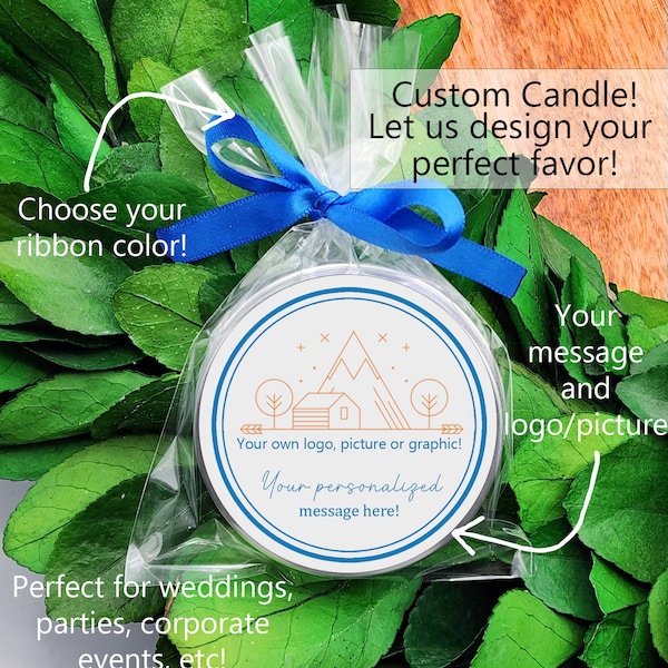 Custom candles - bulk candles  - custom wedding candles - customizable candle - bulk candle favors - corporate gifts for clients