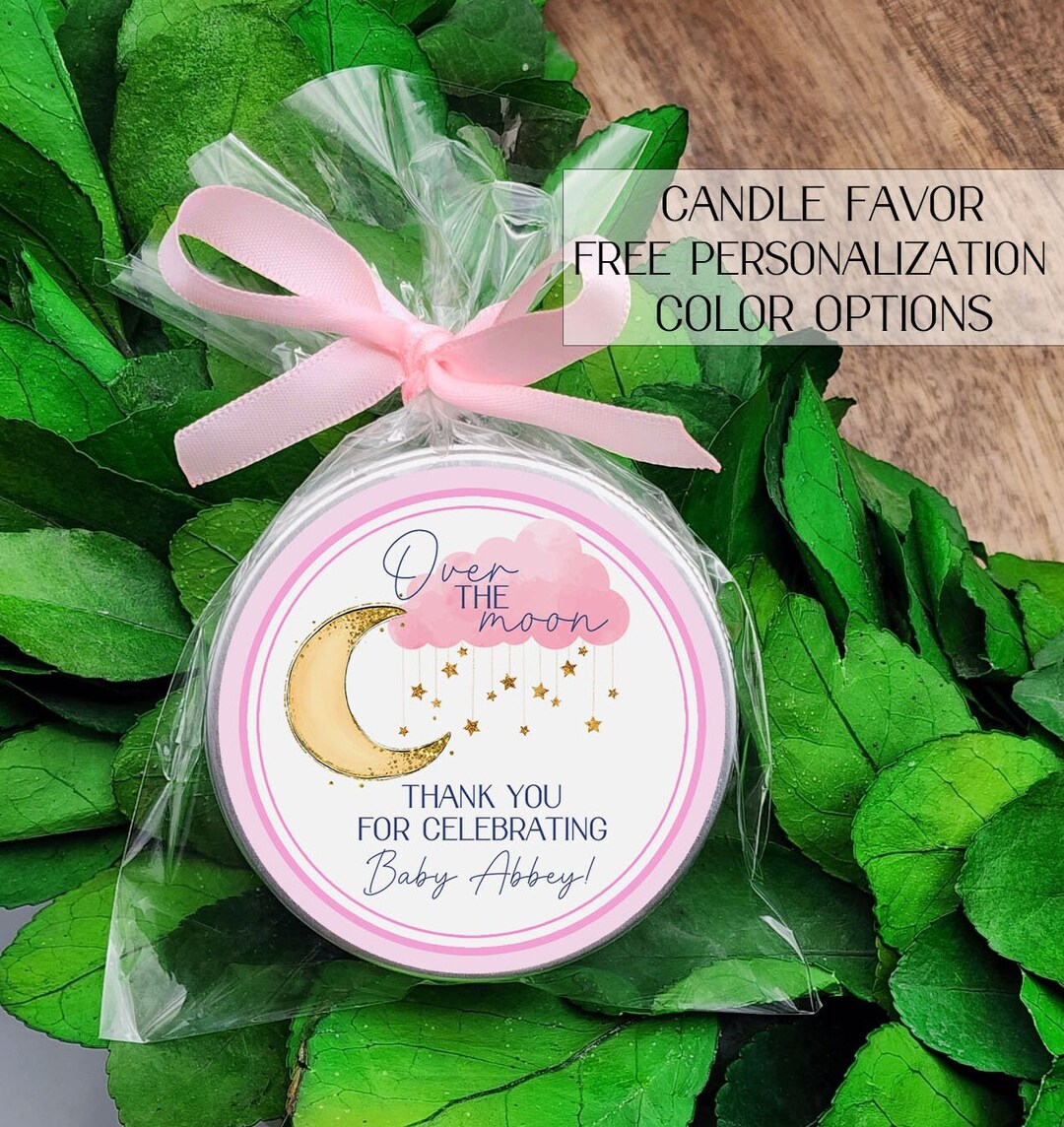 Over the Moon Pink Baby Shower Favors Moon Baby Girl Shower Etsy