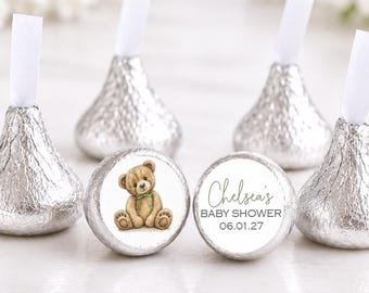 Teddy Bear Chocolate Kiss Stickers | We Can Bearly Wait Baby Shower | Personalized Candy Favor