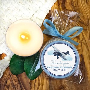 Airplane Candle Favor – Aviation Baby Shower or Birthday Guest Gift – Flying By to Celebrate