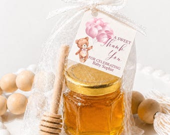 Honey Jar Baby Shower Favors, Pink Teddy Bear Mini DIY Kit