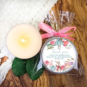 Alice in Wonderland Candle Favor – First Birthday or Tea Party Guest Gift – Personalized Favor