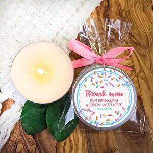 Sprinkle Candle Favor – Baby Sprinkle or First Birthday Guest Gift – Pink Personalized Party Candle