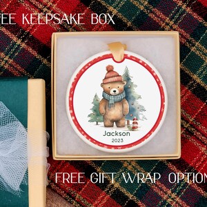 Bear ornament - Bear Christmas ornament - Ceramic bear  ornament - Teddy bear ornament - personalized bear ornament