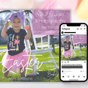 Easter Mini Session Template, Family Minis Marketing, Easter Minis Canva Template, Photographer Instagram Template
