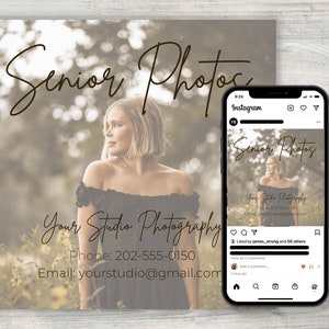 Senior Photos Template, Senior Photo Marketing, Senior Photo Canva Template, Photographer Instagram Template