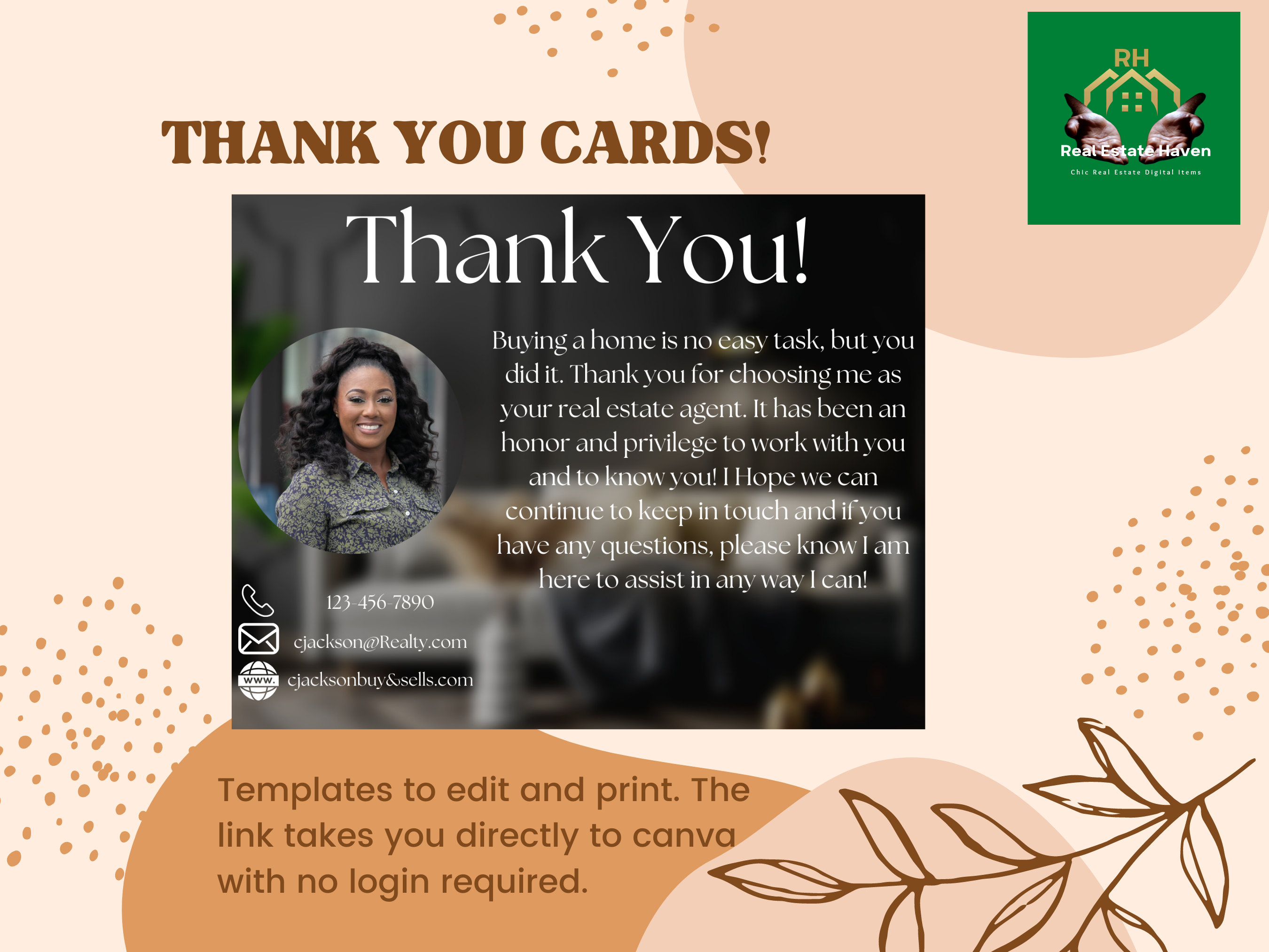 Realtor Thank You Card Template, Thank You Card for Real Estate, Thank You Card for Realtor