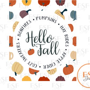 Hello Fall Kürbis SVG, Digitaler Download, Kürbis Ernte