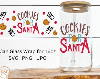 NATALE SVG, Digital Download, png, jpg, Cookie per Santa Can Glass Template