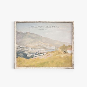 Du bist das Licht Matthäus 5:14, Bibel Vers Vintage druckbare Wandkunst