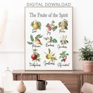 Bible Verse Printable Wall Art Galatians 5:22, 23, Fruit of the Spirit, Printable Scripture Christian Faith Poster