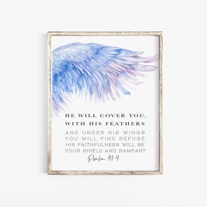 Psalm 91 He shall cover you with his feathers  - Modern Minimalist Print