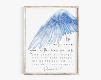 Psalm 91 Hij zal je bedekken met zijn veren - moderne minimalistische print