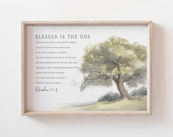 Psalm 1: 1-3 Selig ist der Mann - Digitale Wandkunst